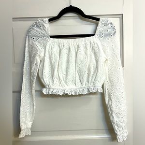 Smile Z eyelet white crop top size small
